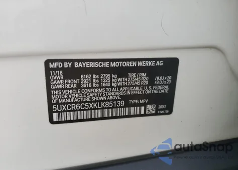 2019 BMW X5 xDrive40I z USA, uszkodzony, nr VIN 5UXCR6C5XKLK85139